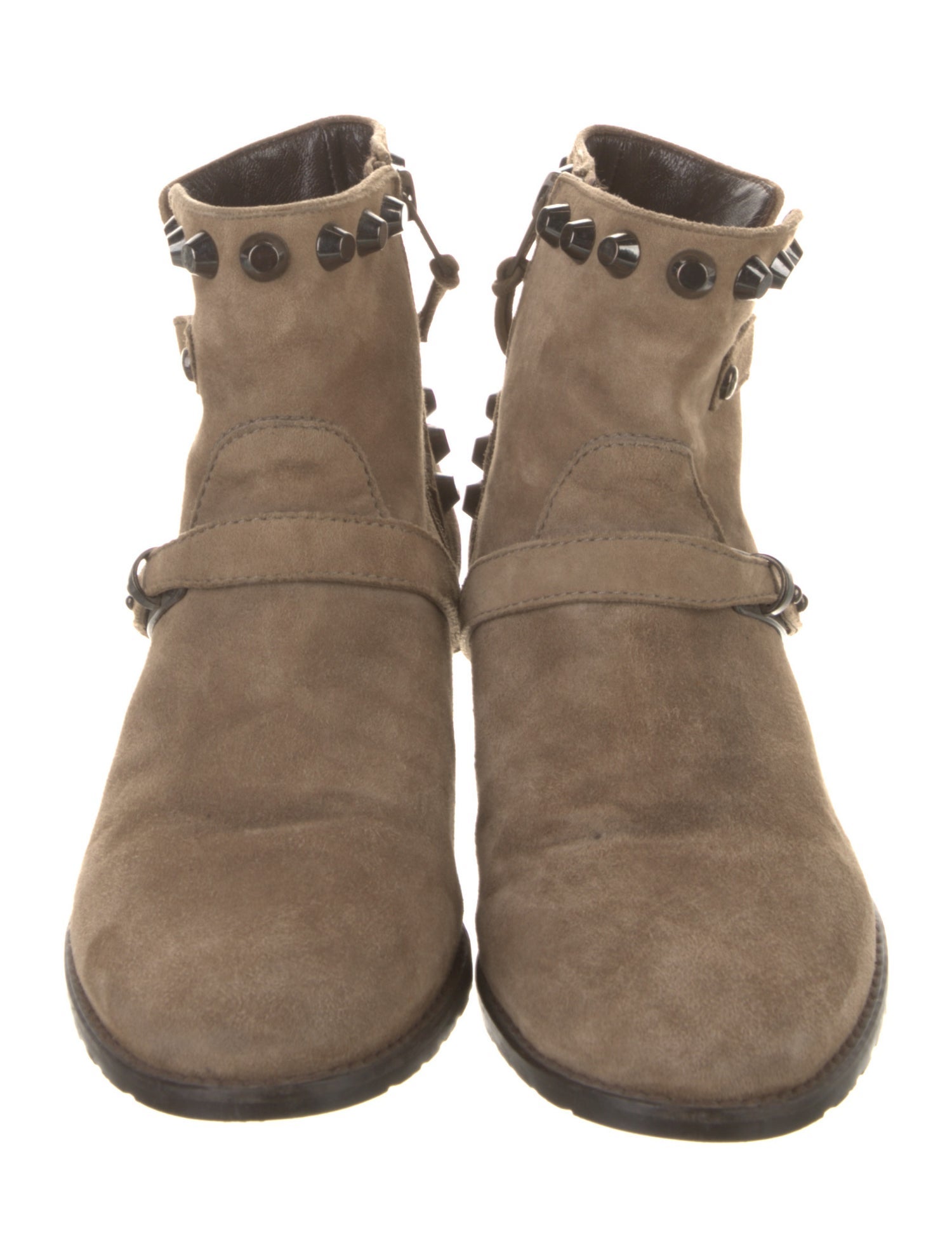 Stuart Weitzman Suede Studded Accents Moto Boots